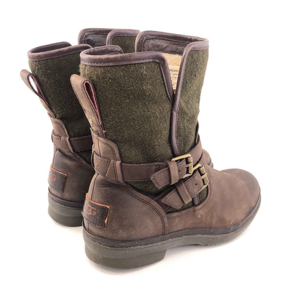 UGG Simmens Waterproof Brown Leather Winter Boots 7.5 - Picture 5 of 12